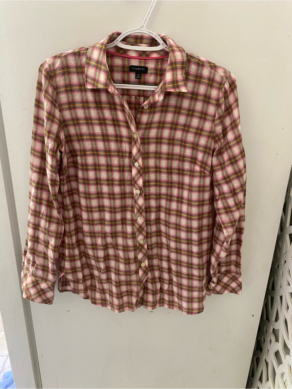 Talbots Pink Plaid Button-Down Shirt